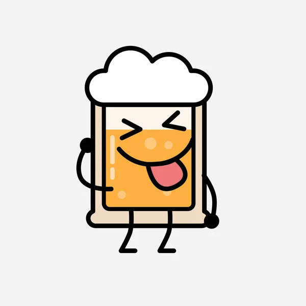 Een Illustratie Van Schattig Geel Bier Mascotte Vector Karakter Vlakke — Stockvector