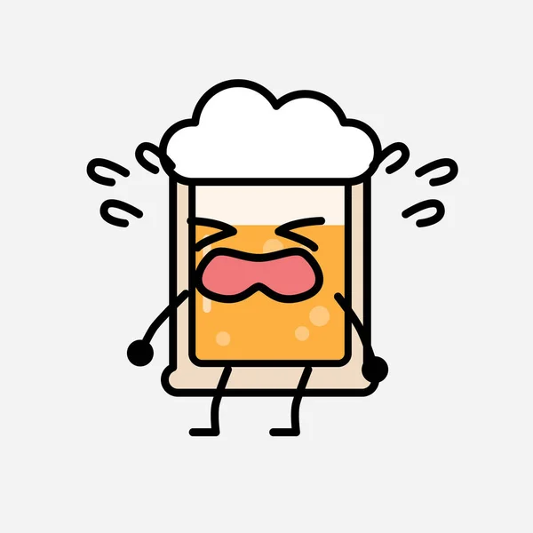 Een Illustratie Van Schattig Geel Bier Mascotte Vector Karakter Vlakke — Stockvector