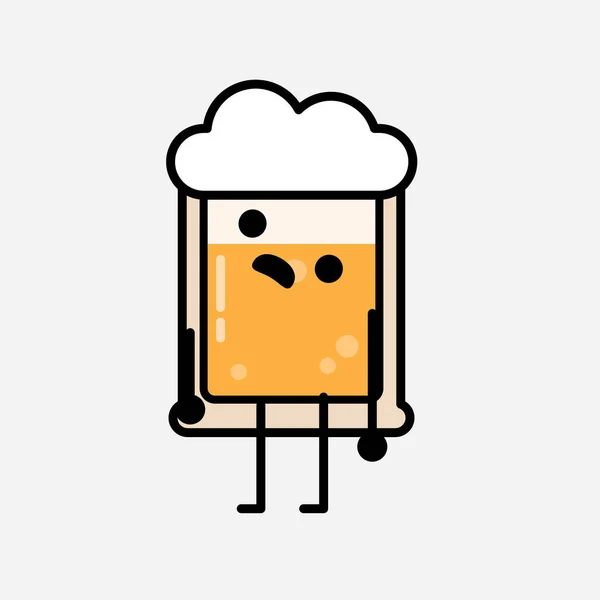 Een Illustratie Van Schattig Geel Bier Mascotte Vector Karakter Vlakke — Stockvector