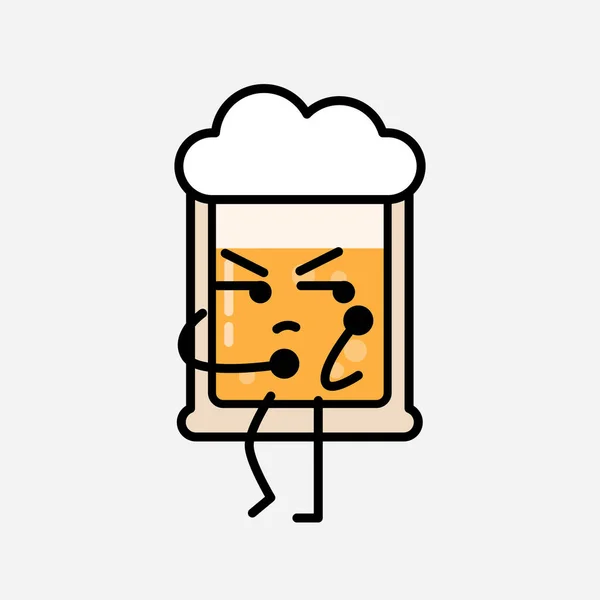 Une Illustration Mignon Personnage Vectoriel Mascotte Bière Jaune Dans Style — Image vectorielle