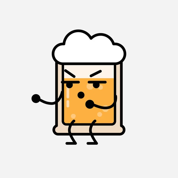 Una Ilustración Del Carácter Lindo Del Vector Mascota Cerveza Amarilla — Vector de stock