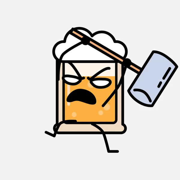 Uma Ilustração Personagem Vetor Mascote Cerveja Amarela Bonito Estilo Design — Vetor de Stock