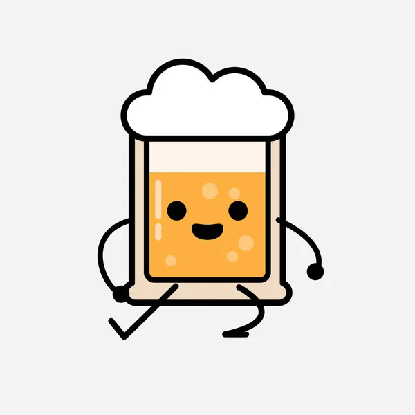 Eine Illustration Des Niedlichen Gelben Bier Maskottchen Vector Character Flachen — Stockvektor