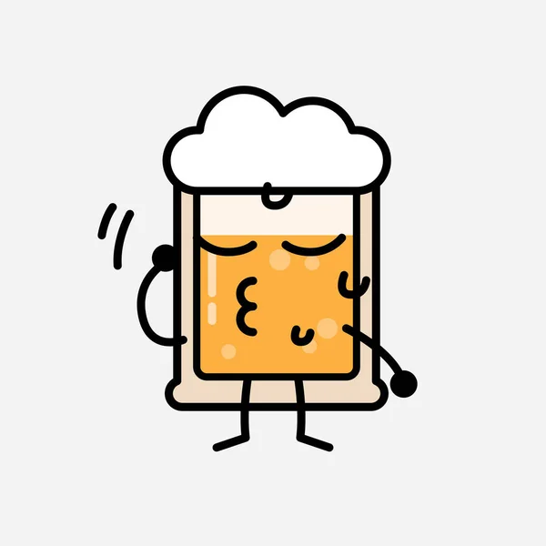 Sebuah Ilustrasi Dari Cute Yellow Beer Mascot Vector Character Flat - Stok Vektor