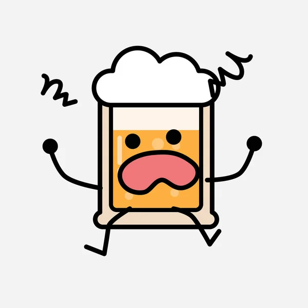 Eine Illustration Des Niedlichen Gelben Bier Maskottchen Vector Character Flachen — Stockvektor