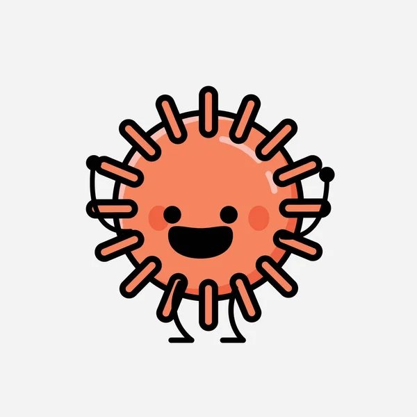 Een Illustratie Van Schattig Virus Mascotte Vector Karakter Vlakke Ontwerp — Stockvector