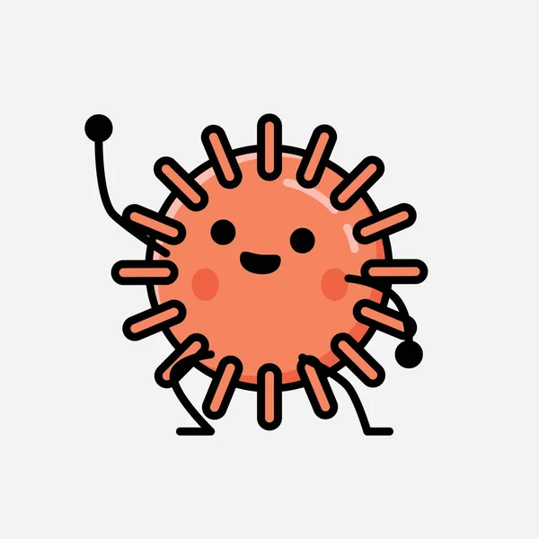 Een Illustratie Van Schattig Virus Mascotte Vector Karakter Vlakke Ontwerp — Stockvector