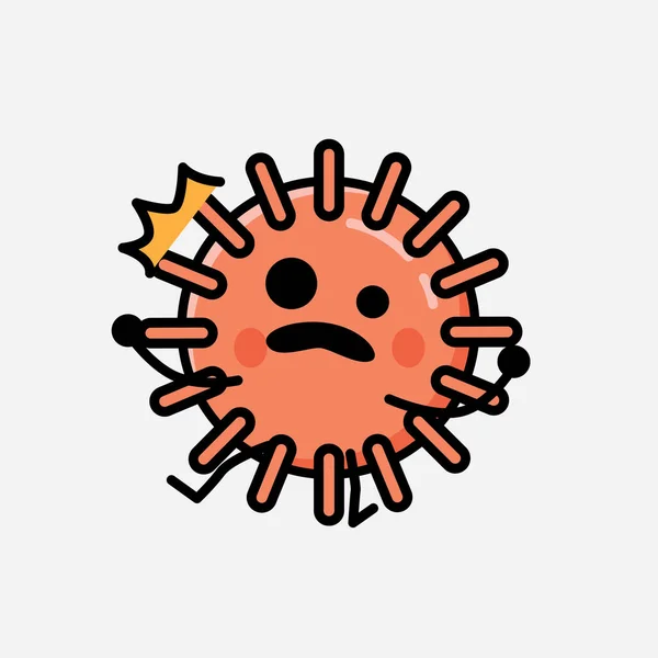 Illustration Cute Virus Mascot Vector Character Flat Design Style — Stock Vector