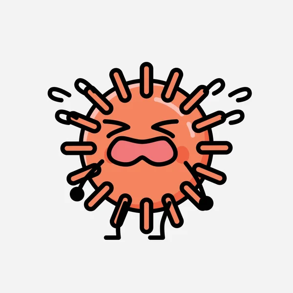 Illustration Cute Virus Mascot Vector Character Flat Design Style — Stock Vector