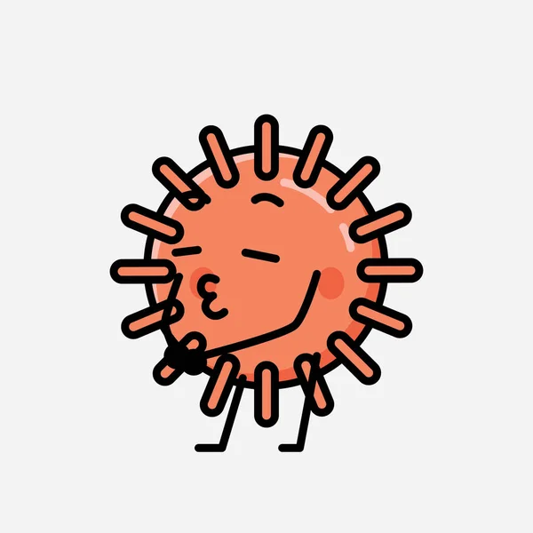 Illustration Cute Virus Mascot Vector Character Flat Design Style — Stock Vector