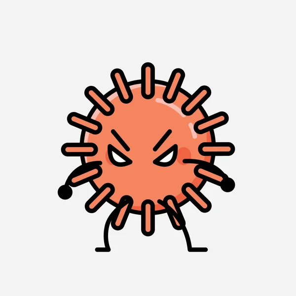 Una Ilustración Del Carácter Lindo Del Vector Mascota Del Virus — Vector de stock