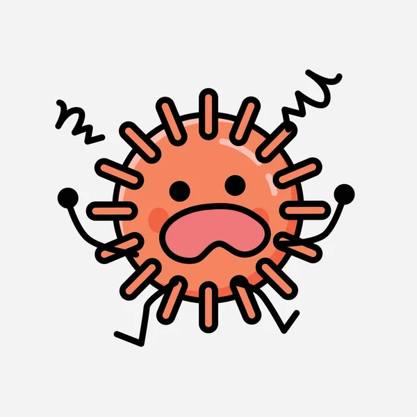 Illustration Cute Virus Mascot Vector Character Flat Design Style — Stock Vector