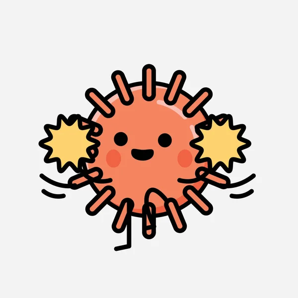 Sebuah Ilustrasi Dari Cute Virus Mascot Vector Karakter Dalam Gaya - Stok Vektor
