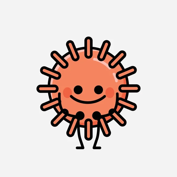 Düz Tasarım Biçimli Şirin Virüs Maskot Vektör Karakteri — Stok Vektör
