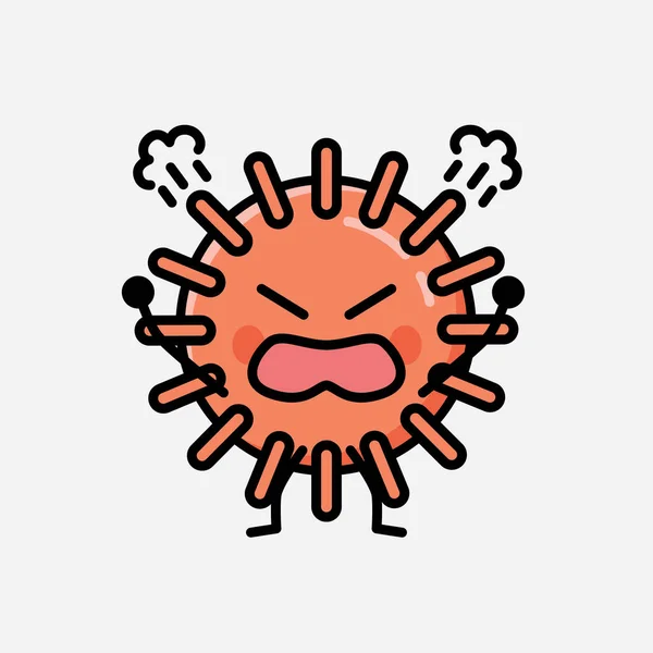 Een Illustratie Van Schattig Virus Mascotte Vector Karakter Vlakke Ontwerp — Stockvector