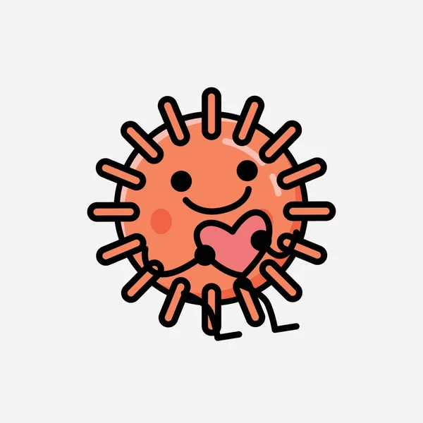 Illustration Cute Virus Mascot Vector Character Flat Design Style — Stock Vector