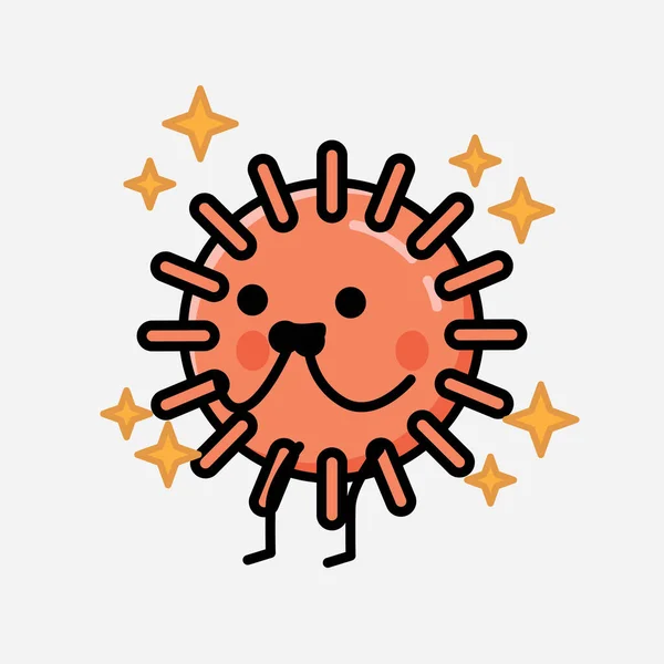 Illustration Cute Virus Mascot Vector Character Flat Design Style — Stock Vector