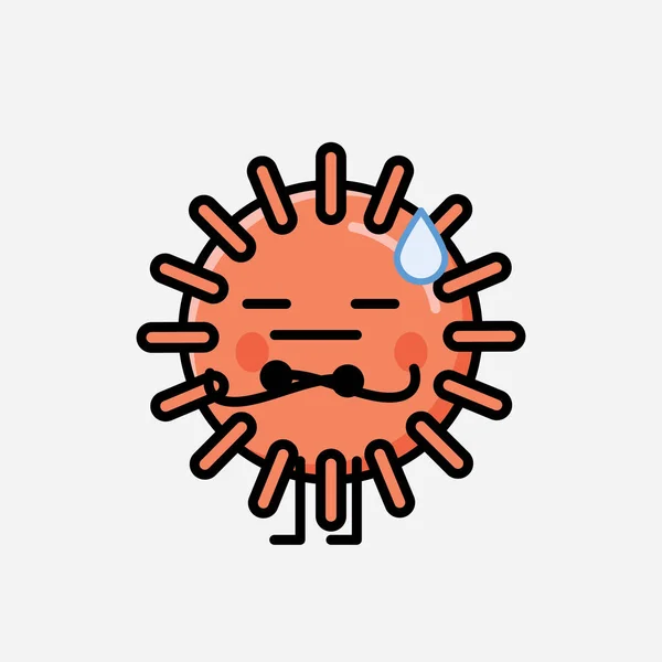 Eine Illustration Des Niedlichen Virus Maskottchen Vektor Charakters Flachen Design — Stockvektor
