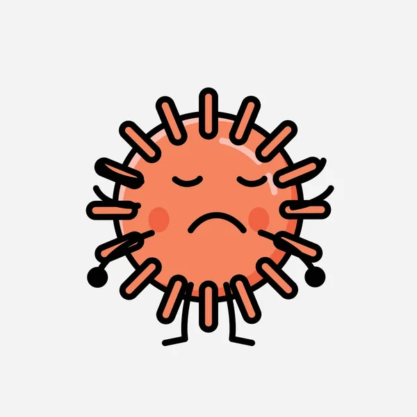 フラットデザインスタイルでかわいいウイルスマスコットベクトルキャラクターのイラスト — ストックベクタ
