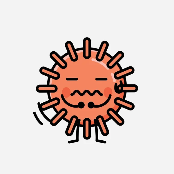 Illustrazione Carino Virus Mascotte Personaggio Vettoriale Stile Design Piatto — Vettoriale Stock