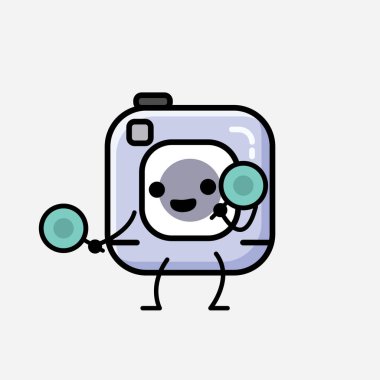 Düz Tasarım Biçimli Şirin Kamera Maskot Vektör Karakteri