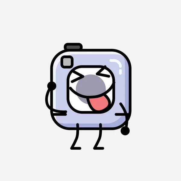 Une Illustration Personnage Vectoriel Mascotte Caméra Action Mignonne Dans Style — Image vectorielle