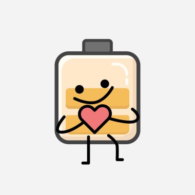 Düz Tasarım Biçimli Şirin Sarı Batarya Maskot Vektör Karakteri