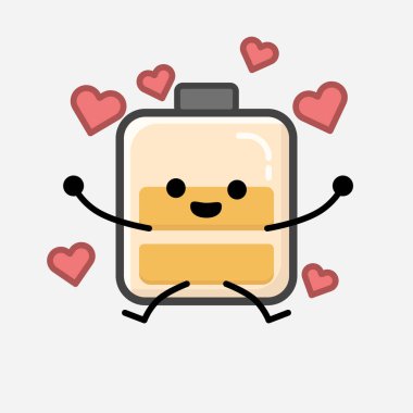 Düz Tasarım Biçimli Şirin Sarı Batarya Maskot Vektör Karakteri