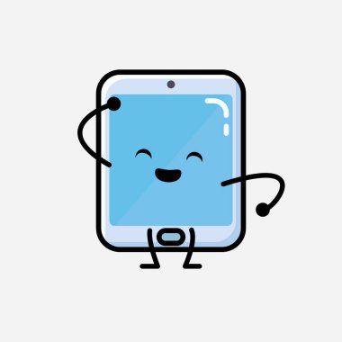 Düz Tasarım Biçimli Bir Çizim Akıllı Telefon Maskot Vektör Karakteri