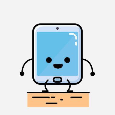 Düz Tasarım Biçimli Bir Çizim Akıllı Telefon Maskot Vektör Karakteri