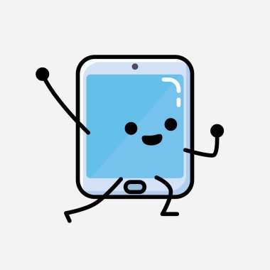 Düz Tasarım Biçimli Bir Çizim Akıllı Telefon Maskot Vektör Karakteri