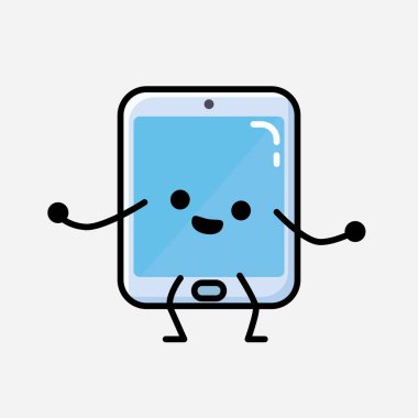 Düz Tasarım Biçimli Bir Çizim Akıllı Telefon Maskot Vektör Karakteri