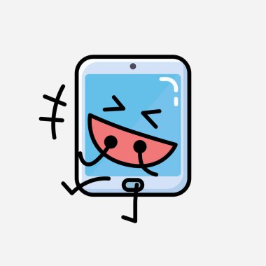 Düz Tasarım Biçimli Bir Çizim Akıllı Telefon Maskot Vektör Karakteri