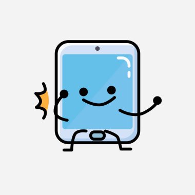 Düz Tasarım Biçimli Bir Çizim Akıllı Telefon Maskot Vektör Karakteri