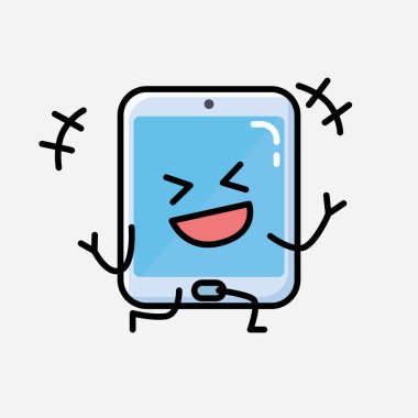 Düz Tasarım Biçimli Bir Çizim Akıllı Telefon Maskot Vektör Karakteri