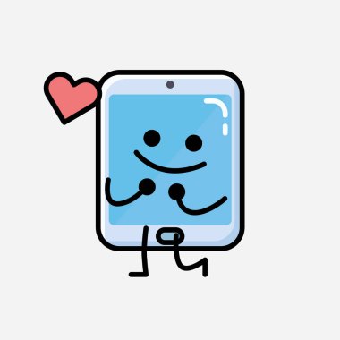 Düz Tasarım Biçimli Bir Çizim Akıllı Telefon Maskot Vektör Karakteri