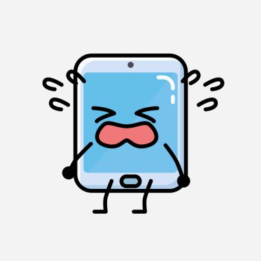 Düz Tasarım Biçimli Bir Çizim Akıllı Telefon Maskot Vektör Karakteri