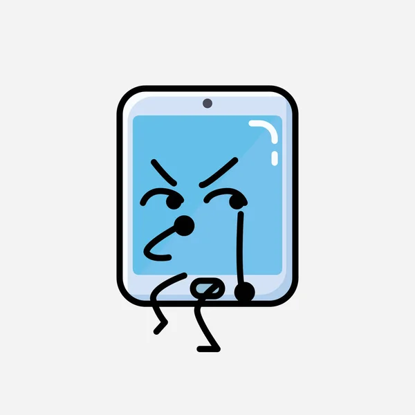 Illustration Cute Smartphone Mascot Vector Character Flat Design Style — Stock Vector