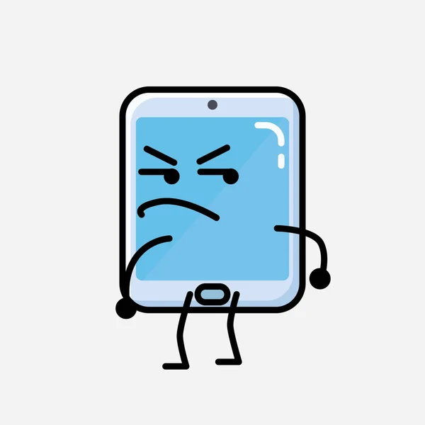 Een Illustratie Leuke Smartphone Mascotte Vector Karakter Platte Ontwerp Stijl — Stockvector