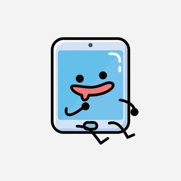 Personagem Vetor Mascote Smartphone Bonito Ilustração Estilo Design Plano —  Vetores de Stock