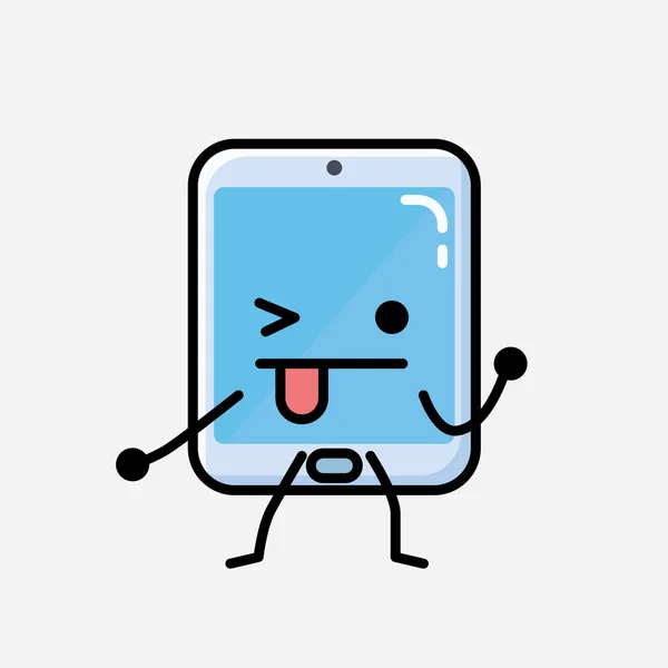 Personagem Vetor Mascote Smartphone Bonito Ilustração Estilo Design Plano — Vetor de Stock