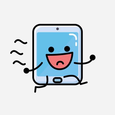 Düz Tasarım Biçimli Bir Çizim Akıllı Telefon Maskot Vektör Karakteri