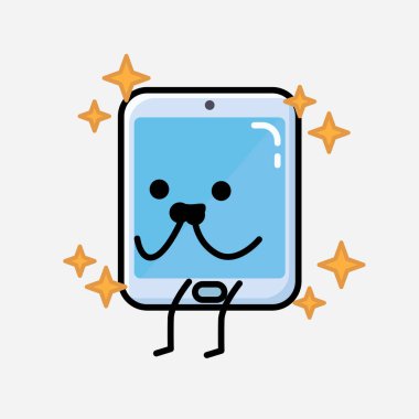 Düz Tasarım Biçimli Bir Çizim Akıllı Telefon Maskot Vektör Karakteri