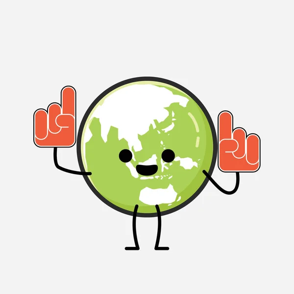 Illustration Cute Green Earth Mascot Vector Character Flat Design Style — Stock Vector
