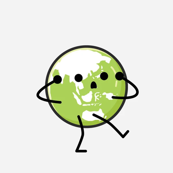Μια Απεικόνιση Του Χαριτωμένο Πράσινο Μασκότ Διάνυσμα Χαρακτήρα Επίπεδο Στυλ — Διανυσματικό Αρχείο