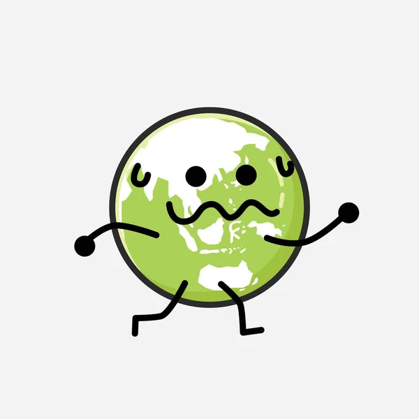 Μια Απεικόνιση Του Χαριτωμένο Πράσινο Μασκότ Διάνυσμα Χαρακτήρα Επίπεδο Στυλ — Διανυσματικό Αρχείο
