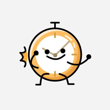 Düz Tasarım Biçimli Şirin Saat Maskot Vektör Karakteri