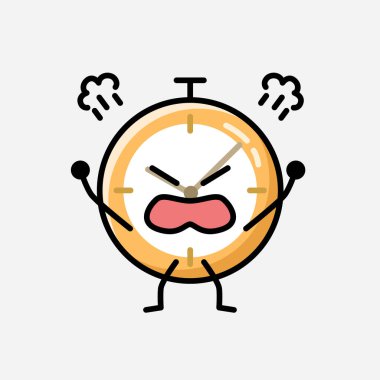 Düz Tasarım Biçimli Şirin Saat Maskot Vektör Karakteri