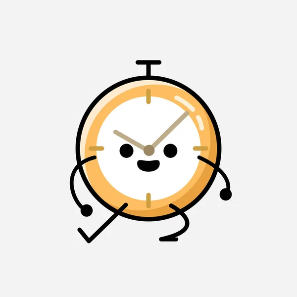 Una Ilustración Del Personaje Lindo Del Vector Mascota Del Reloj — Vector de stock