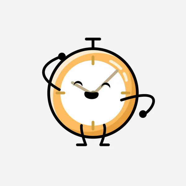 Ilustracja Cute Clock Wektor Znaków Maskotki Stylu Płaskiej Konstrukcji — Wektor stockowy